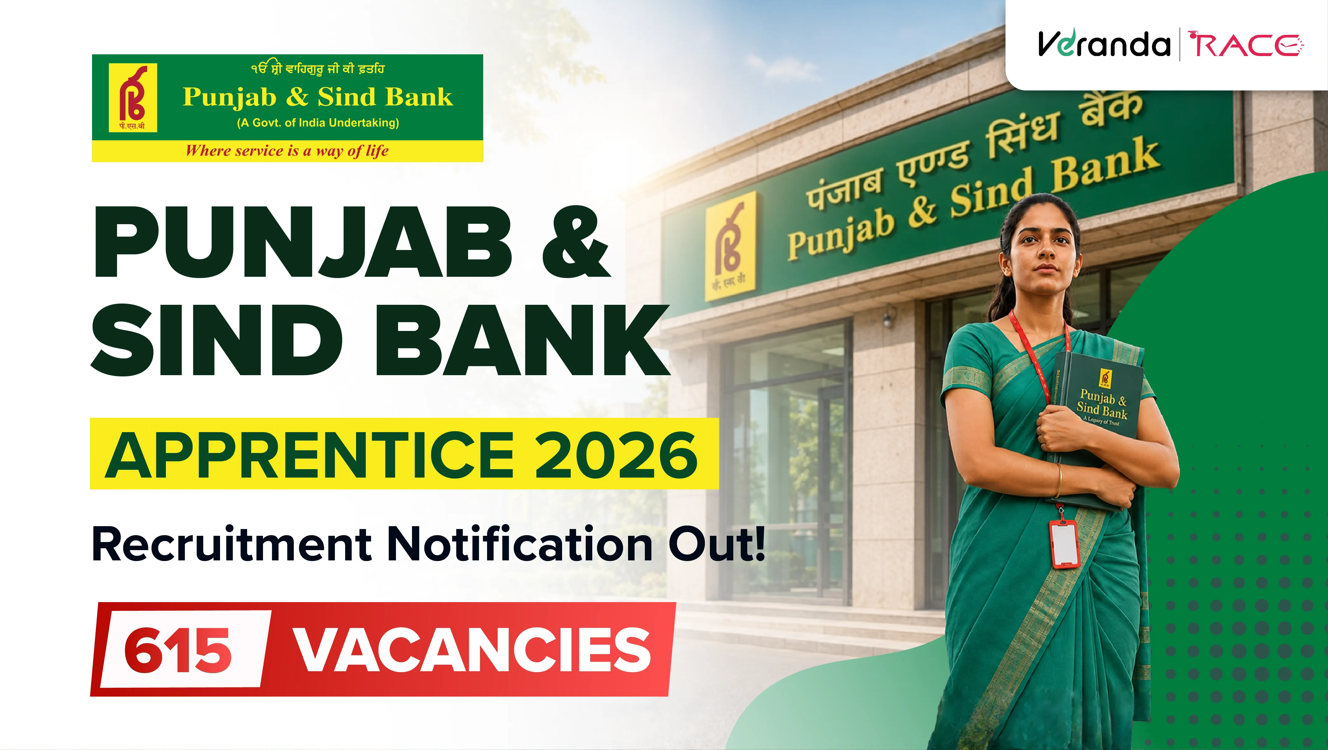 Punjab and Sind Bank Apprentice Recruitment 2026 Notification Out, Apply Now for 615 Bank Apprentice Vacancies