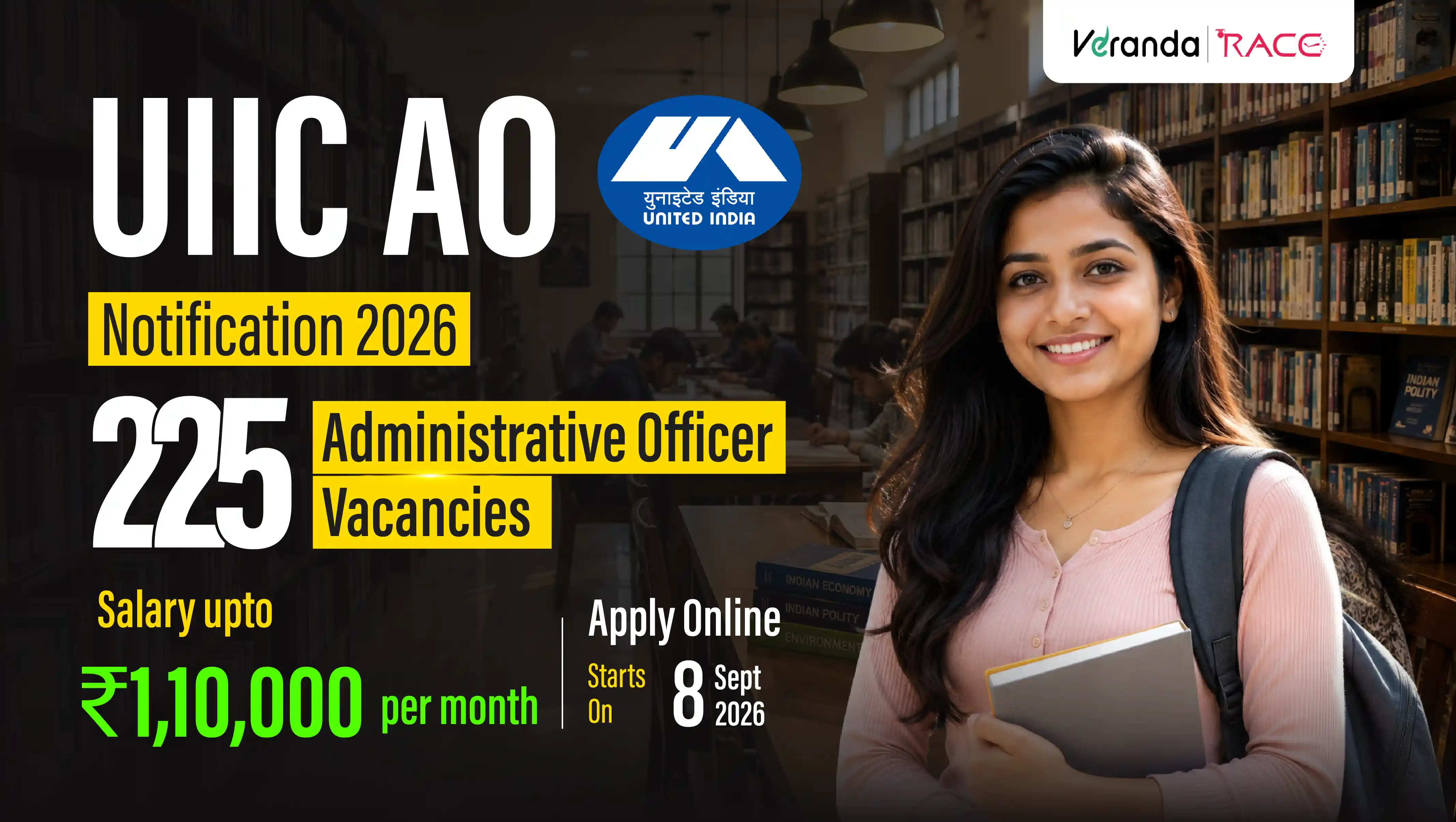 UIIC AO Notification 2026 Out for 225 Administrative Officer Vacancies, Apply Online Starts On 8 Sept 2026