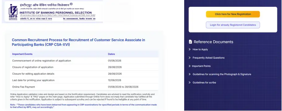 IBPS Clerk Recruitment 2026 Notification Out for 11403 CSA Vacancies, Download PDF, Last Date to Apply Extended till 28 August 2026
