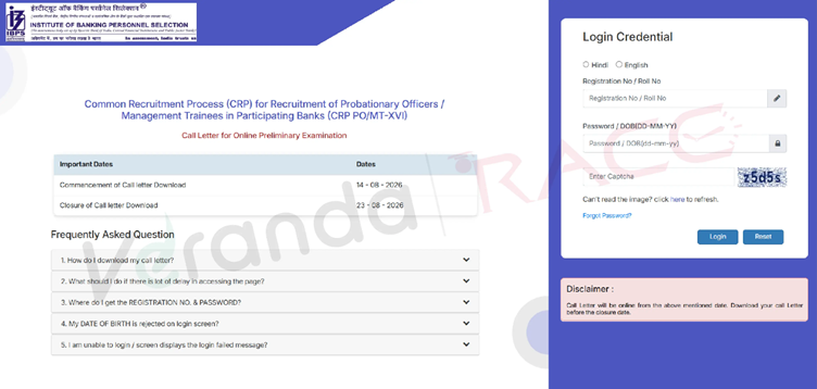 IBPS PO Prelims Admit Card 2026-27 Out @ ibps.in, Direct Link to Download Prelims Call Letter, Check Exam Date and Timings