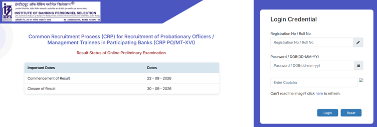 IBPS PO Prelims Result 2026 Out @ ibps.in, Direct Download Link, Check Your Prelims Result