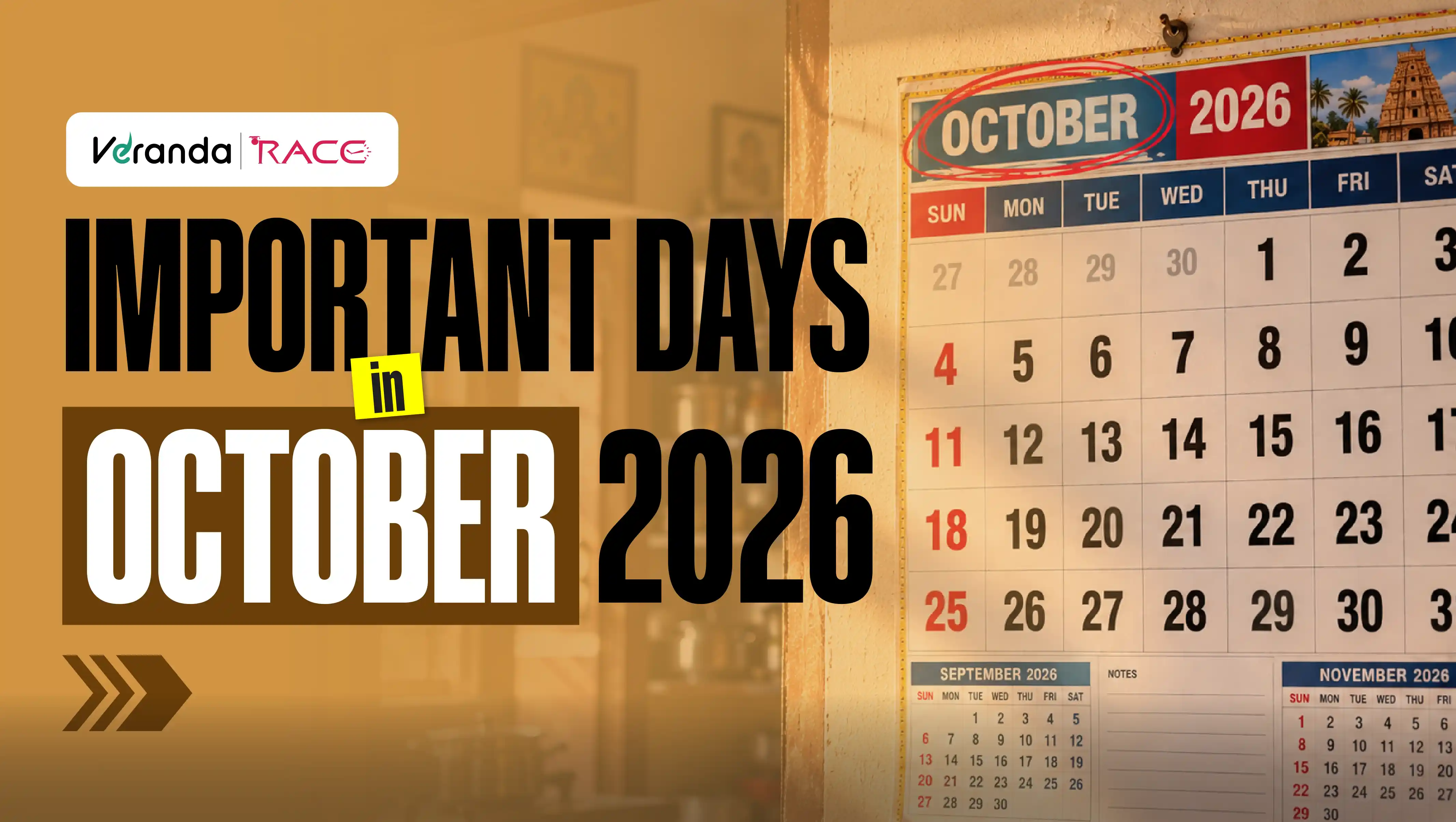 Important Days in October 2026: National and International Special Days and Dates List