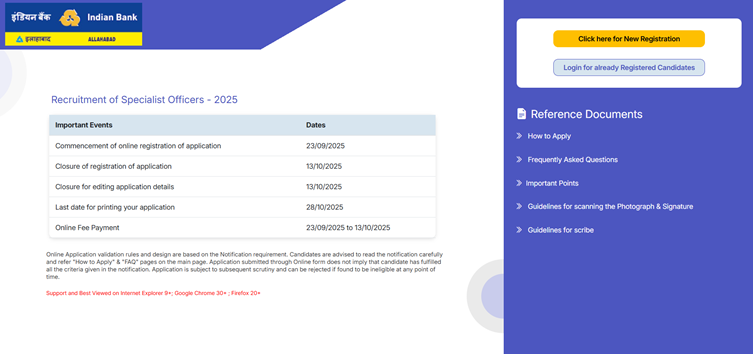 Indian Bank SO Notification Out for 171 Vacancies; Download PDF; Apply Now