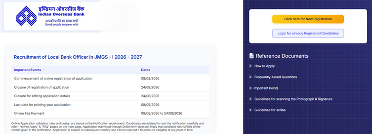 Indian Overseas Bank (IOB) LBO Recruitment 2026 Notification Out for 250 Local Bank Officer Vacancies; 100 Posts for Tamil Nadu, Apply till 24 August 2026