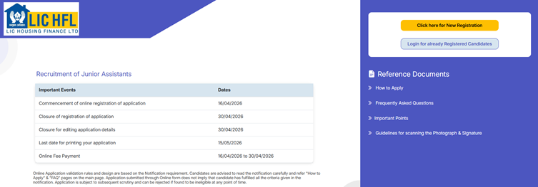 LIC HFL Junior Assistant Recruitment 2026 Notification Out for 180 Vacancies, Apply Online Now