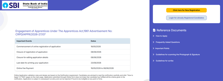 SBI Apprentice Recruitment 2026 Notification Out for 7150 Vacancies; Apply till 8 June 2026