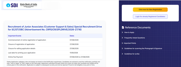 SBI Clerk Recruitment Notification 2026 Out for 1538 SC/ST/OBC Backlog Vacancies, Check Eligibility, Apply Online Dates