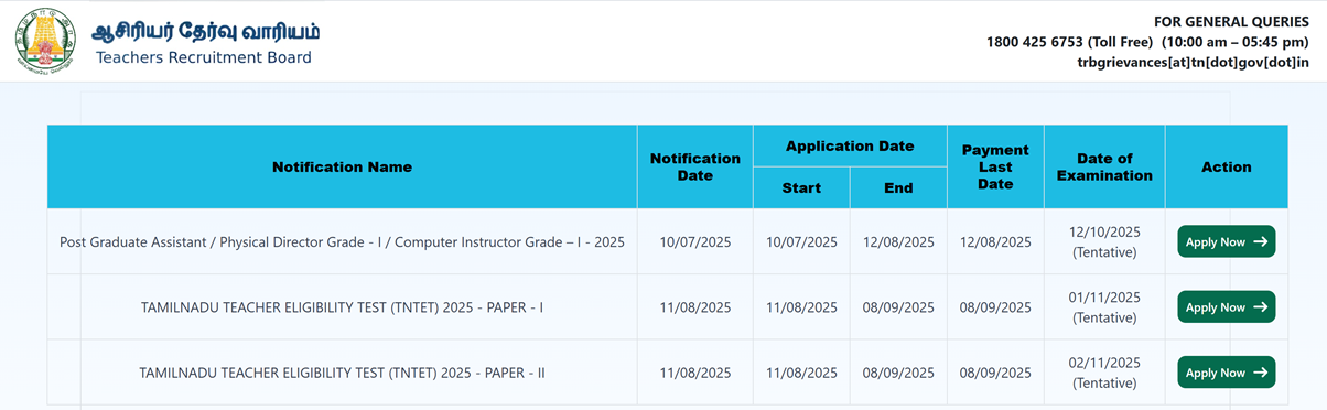 TN Teacher Eligibility Test Official Notification PDF Out; TNTET Exam on 15 & 16 November 2025