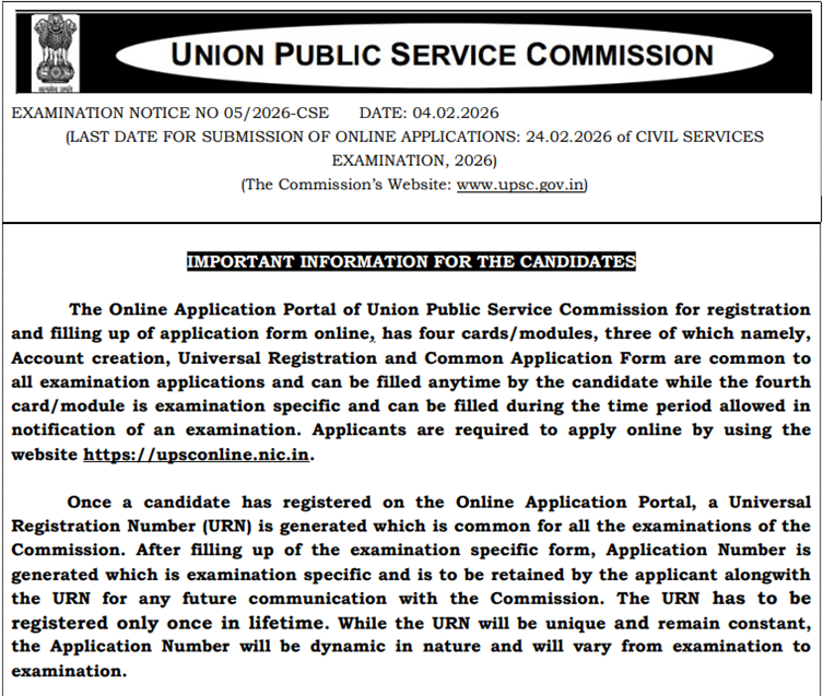 UPSC Notification 2026 Out for 933 Vacancies, Download PDF Now, Apply Until 24 Feb 2026